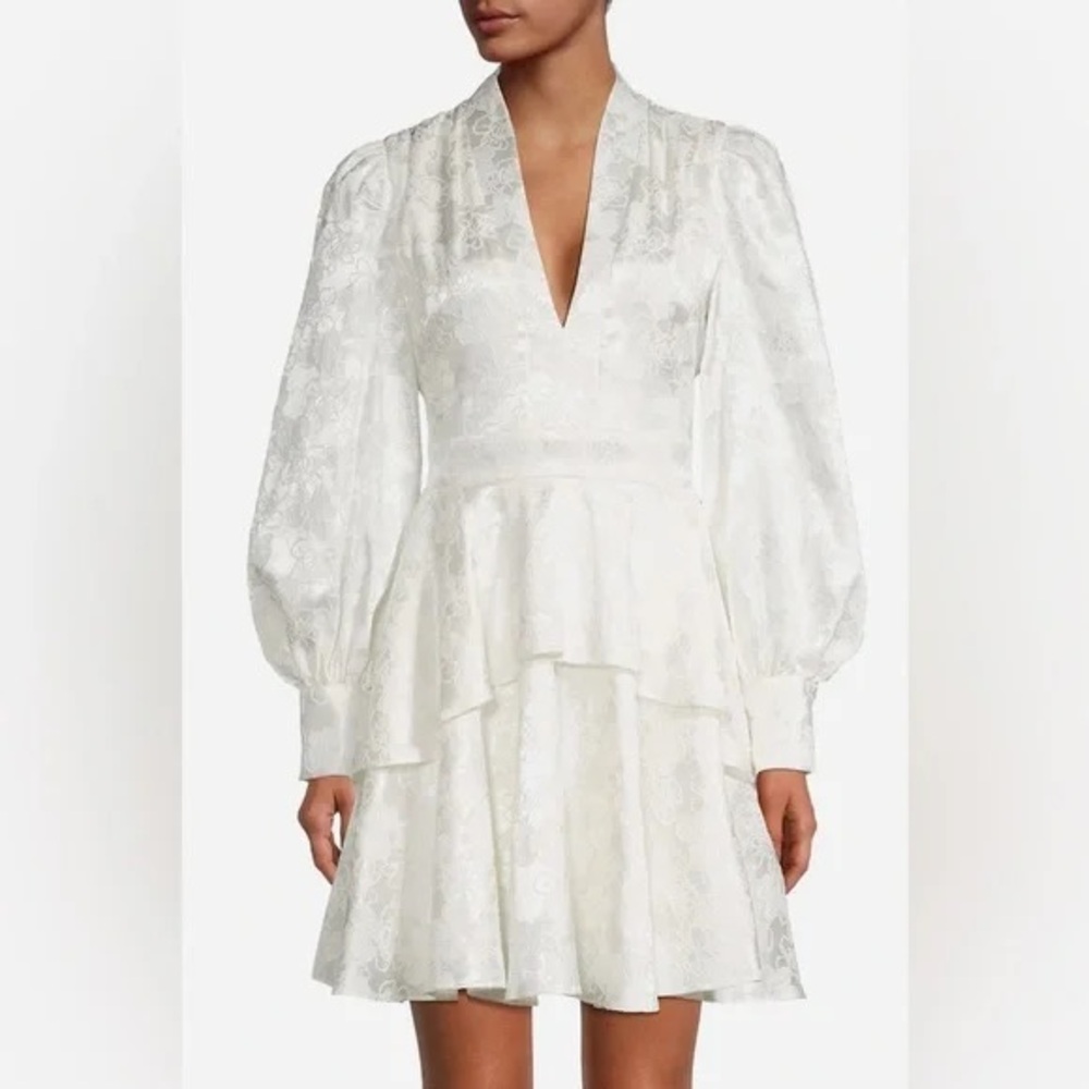 $420 ONE33 SOCIAL Satin-jacquard peplum mini dress NWT 8